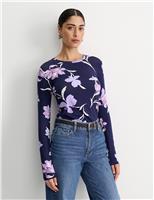 Jersey Floral Round Neck Top
