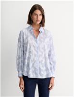 Pure Cotton Striped Floral Relaxed Shirt