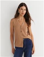 Pure Cotton Ribbed V-Neck Knitted Vest