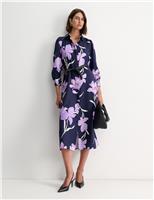 Pure Lyocell Floral Belted Midi Shirt Dress