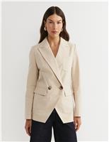 Pure Cotton Striped Double Breasted Blazer