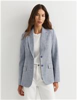 Tailored Textured Blazer with Linen