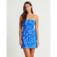 Pure Linen Printed Bandeau Mini Shift Dress