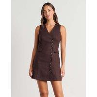 Pure Linen Button Front Mini Shift Dress