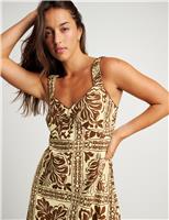 Pure Linen Printed Midaxi Dress