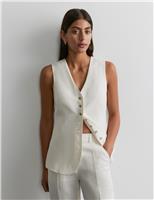 Jag Pure Linen Waistcoat White