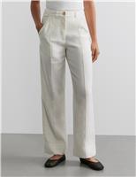 Pure Linen Pintuck Straight Leg Trousers