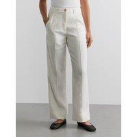Jag Pure Linen Pintuck Straight Leg Trousers White