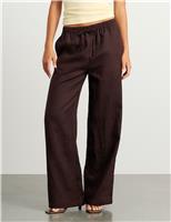 Pure Linen Drawstring Wide Leg Trousers
