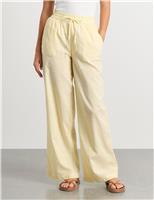 Linen Rich Striped Wide Leg Trousers