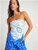 Printed Tie Detail Bandeau Top