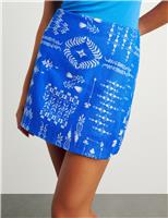 Pure Linen Printed Mini A-Line Skirt