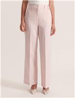 Linen Blend Wide Leg Trousers