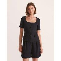 Scoop Neck Button Front Top