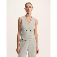 Textured V-Neck Double Breasted Waistcoat