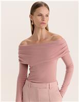Pure Merino Wool Fitted Bardot Jumper