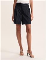 Wool Blend Pinstripe Bermuda Shorts
