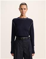 Contrast Knitted Top with Cashmere