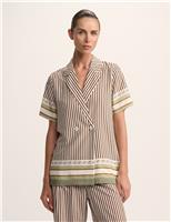 Relaxed Striped Short Sleeve Blazer