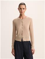 Crew Neck Cardigan with Silk
