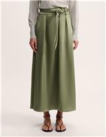 Belted Midi A-Line Skirt