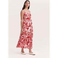 Finery London Floral Scoop Neck Midi Tiered Dress Red Mix