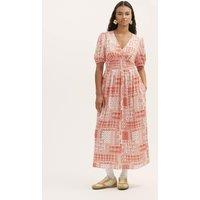 Finery London Printed V-Neck Midi Smock Dress Pink Mix