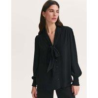 Finery London Crepe Tie Neck Blouse Black