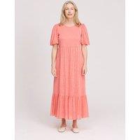 Finery London Burnout Jersey Midi Tiered Dress Pink