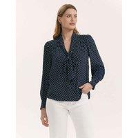 Finery London Polka Dot Tie Neck Blouse Blue Mix