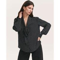 Polka Dot Tie Neck Blouse