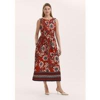 Finery London Floral Midaxi Waisted Dress Red Mix