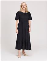 Burnout Jersey Midi Tiered Dress