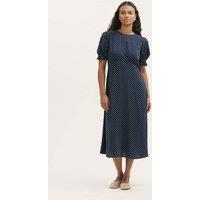 Finery London Polka Dot Midi Tea Dress Blue Mix