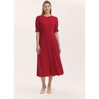 Finery London Polka Dot Midi Tea Dress Red Mix