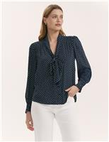 Finery London Polka Dot Tie Neck Blouse Ivory Mix