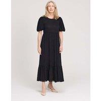 Finery London Burnout Jersey Midi Tiered Dress Black