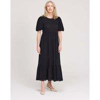 Finery London Burnout Jersey Midi Tiered Dress Black