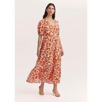 Finery London Floral V-Neck Midaxi Tiered Dress Orange Mix