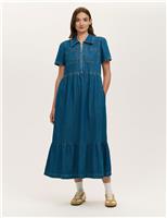 Pure Cotton Denim Midi Shirt Dress