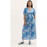 Finery London Printed V-Neck Midi Smock Dress Blue Mix