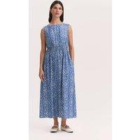 Finery London Printed Slash Neck Midi Waisted Dress Blue Mix