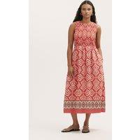 Finery London Printed Round Neck Midi Shirred Dress Pink Mix