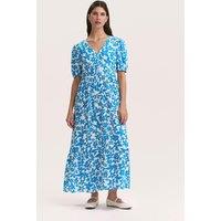 Finery London Floral V-Neck Midaxi Tiered Dress Blue Mix