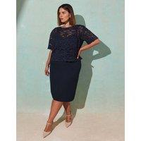 Broderie Round Neck Midi Dress