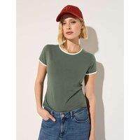 BAUKJEN Cotton Rich Fitted Ringer Tee Khaki Mix