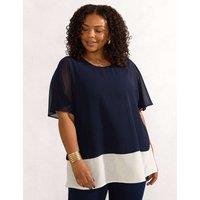 Colour Block Round Neck T-Shirt