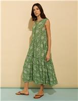 Floral Notch Neck Midi Skater Dress