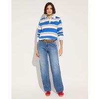 Cotton Rich Colour Block Crop Rugby Top