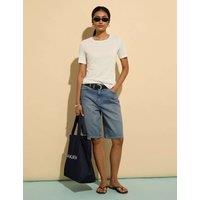 BAUKJEN Cotton Rich Denim High Waisted Shorts Light Indigo